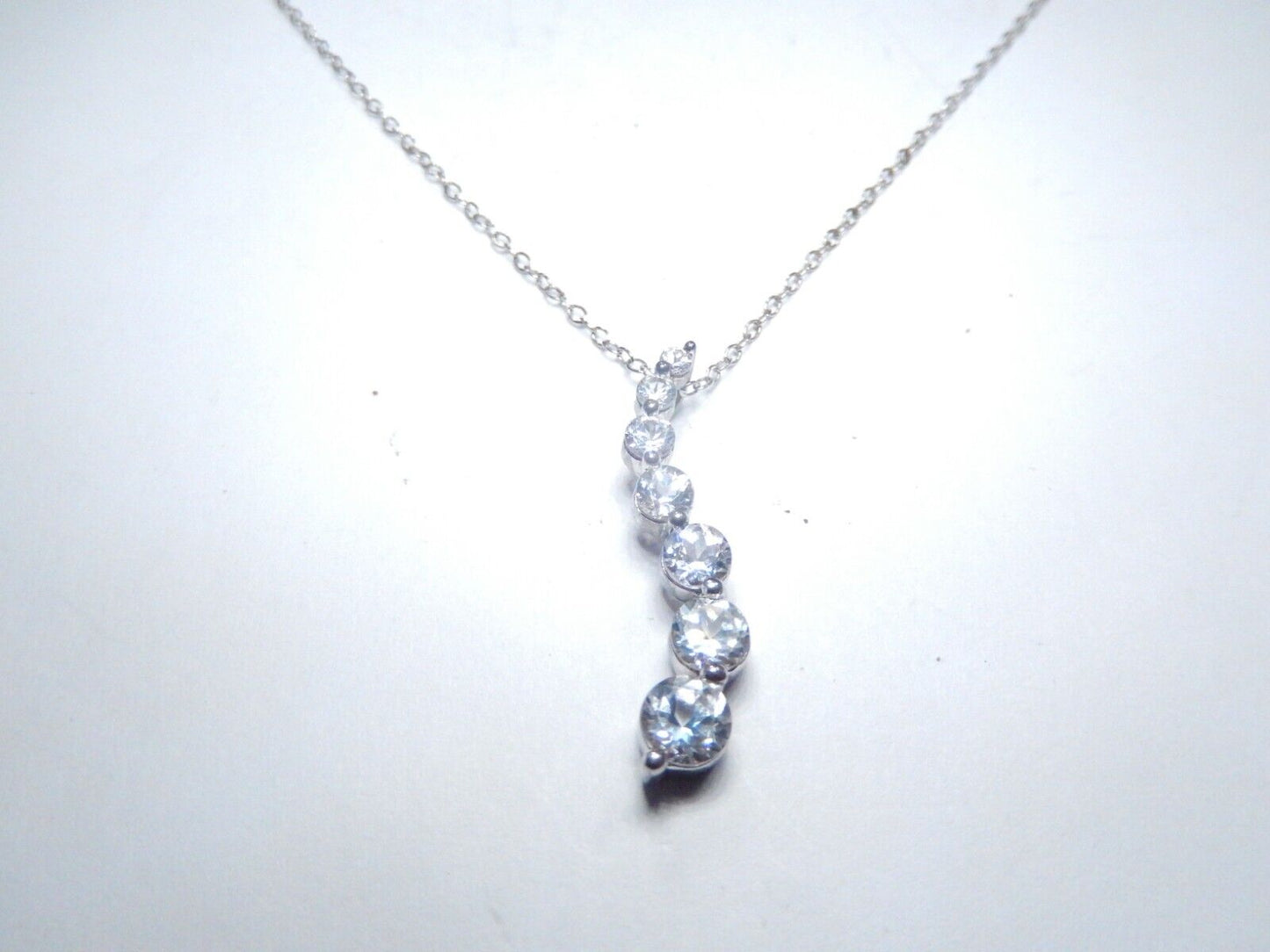 LARGE Sterling Silver CZ Journey Pendant Necklace 1-1/8" Tall w/18" Chain
