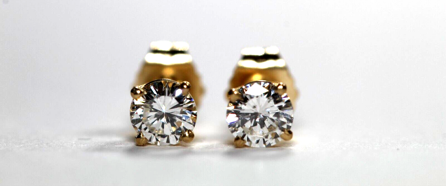 New!! Solid 14KYellow Gold .51 CT TW Natural Diamond Stud Earrings