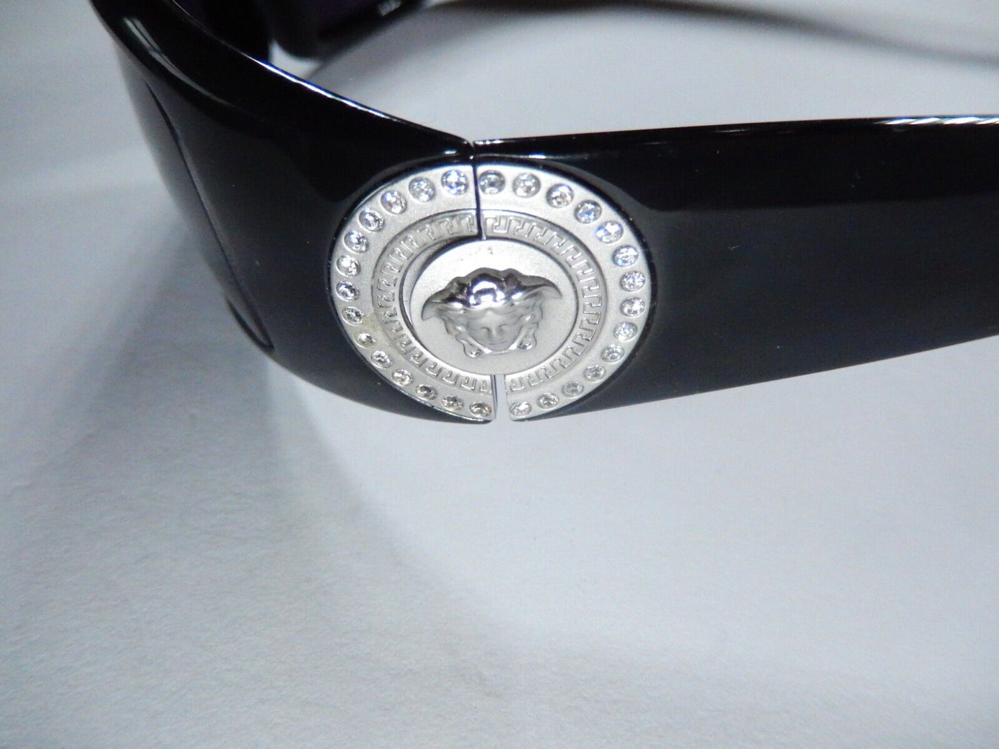 Versace 4044-B Sunglasses Black Silver Coin Medusa Swarovski Crystals With Case