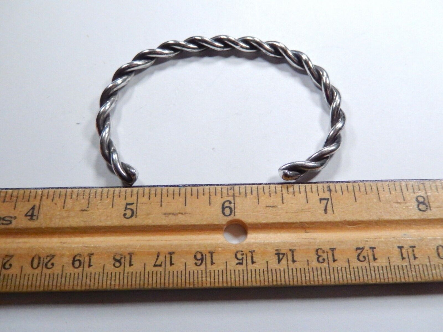 Vintage Sterling Silver 925 Twisted Wire Heavy 2-1/2" Inside Diam.