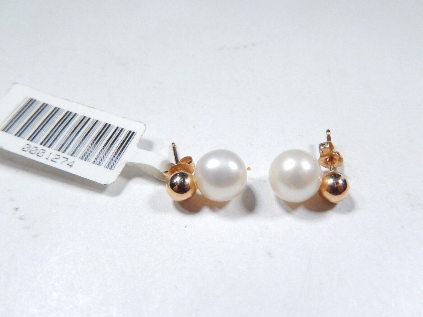 *VINTAGE*  10K Yellow Gold 4mm Ball & 6.75mm Cultured Pearl Stud Earrings