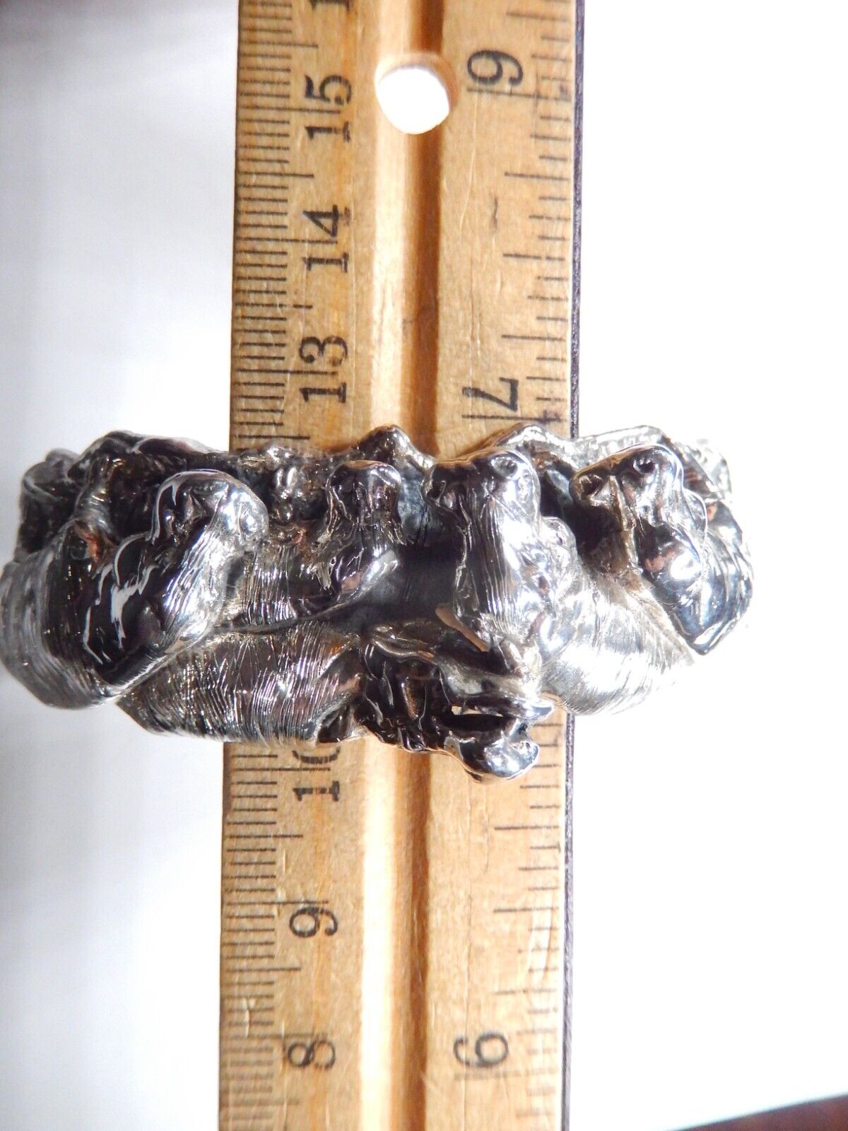 *VINTAGE*  3D Sterling Silver Hippopotamus Cuff Bracelet-53 grams