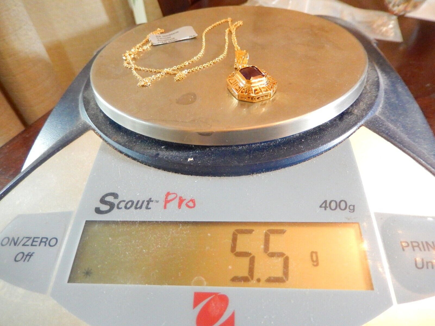 VINTAGE Victorian Gold Vermeil 25 CT Amethyst Pendant w 18 Vermeil Chain