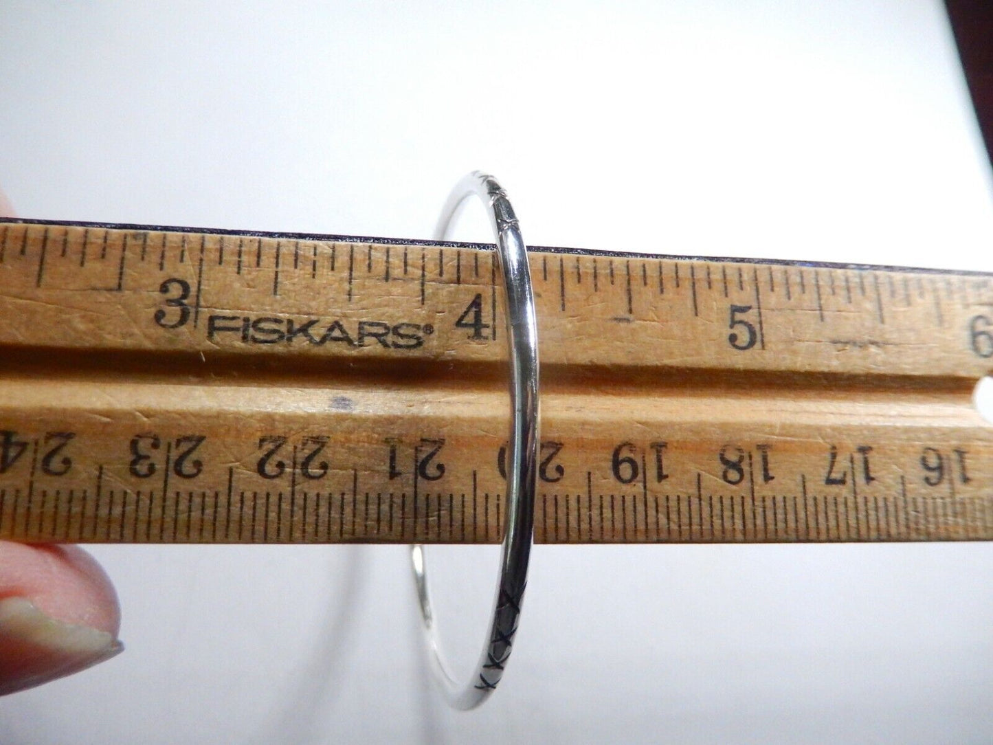 Vintage Native American Sterling Silver Stamped Slip-On Bangle Bracelet