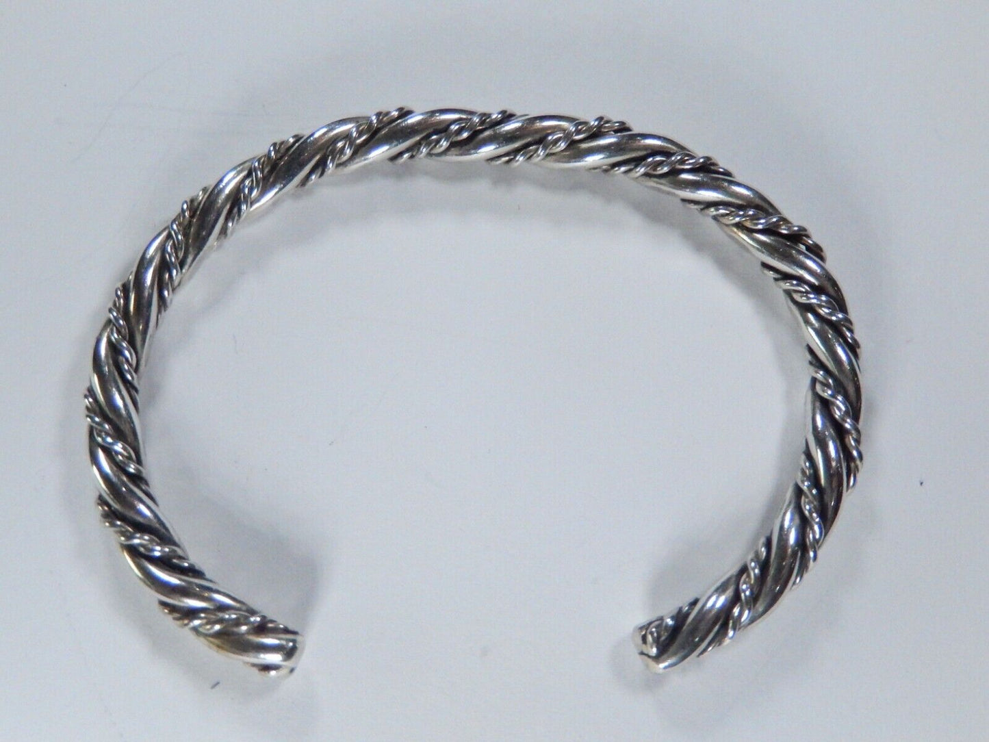 VINTAGE Navajo Chunky Twisted Cable Rope 925 Sterling Silver Cuff Bracelet 20gm