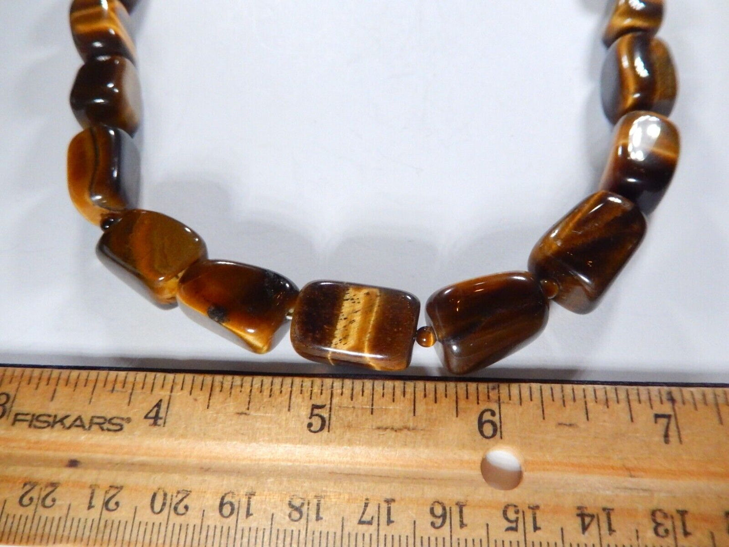 Vintage Tiger’s Eye Large Bead SX 925 Sterling Silver Toggle Necklace - 18"
