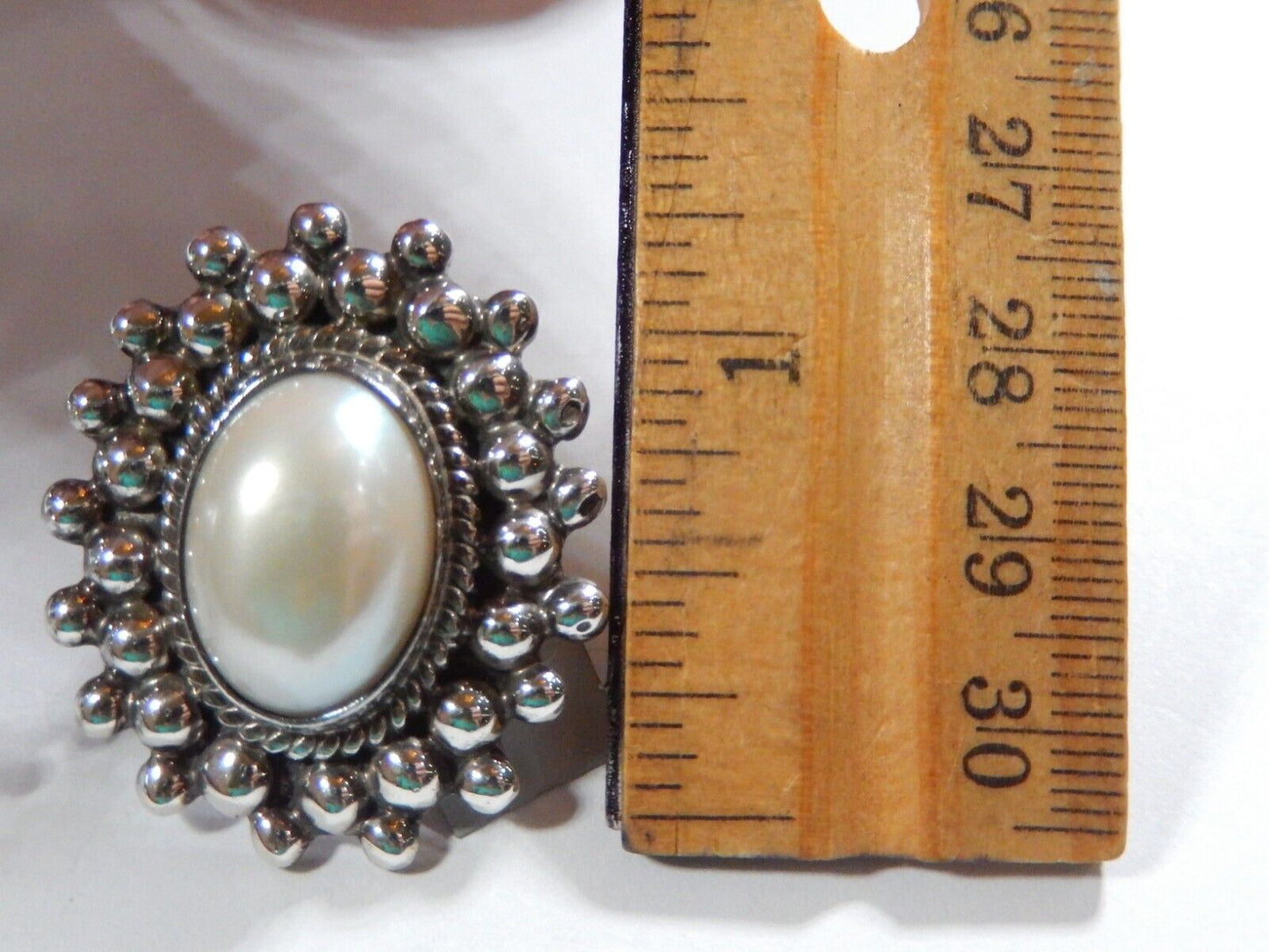TAXCO 925 Sterling Silver Mexico Faux Pearl Clip On Earrings