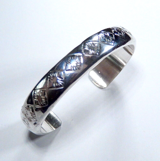 Vtg Native American Navajo Sterling Silver Cuff Bracelet Signed KS Kirk Smith