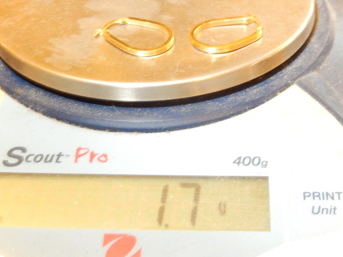 *VINTAGE*   Smooth Oval Hoop Earrings REAL 14K Yellow Gold 27mm x 19mm