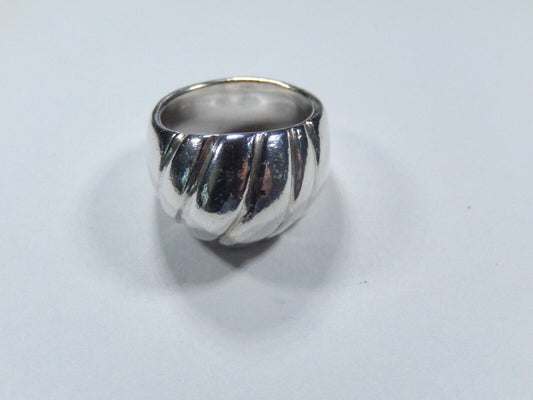 *VINTAGE* HEAVY Taxco Mexico Sterling Silver Modernist Ribbed Dome Ring Sz 6.75