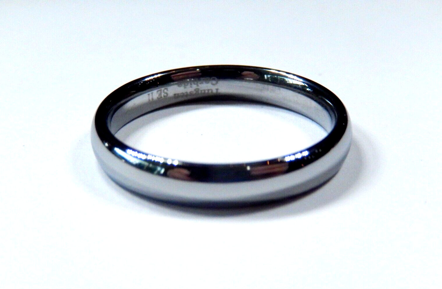 *NEW* Silver Tungsten 4mm Comfort Fit Round Top Wedding Band Size 10
