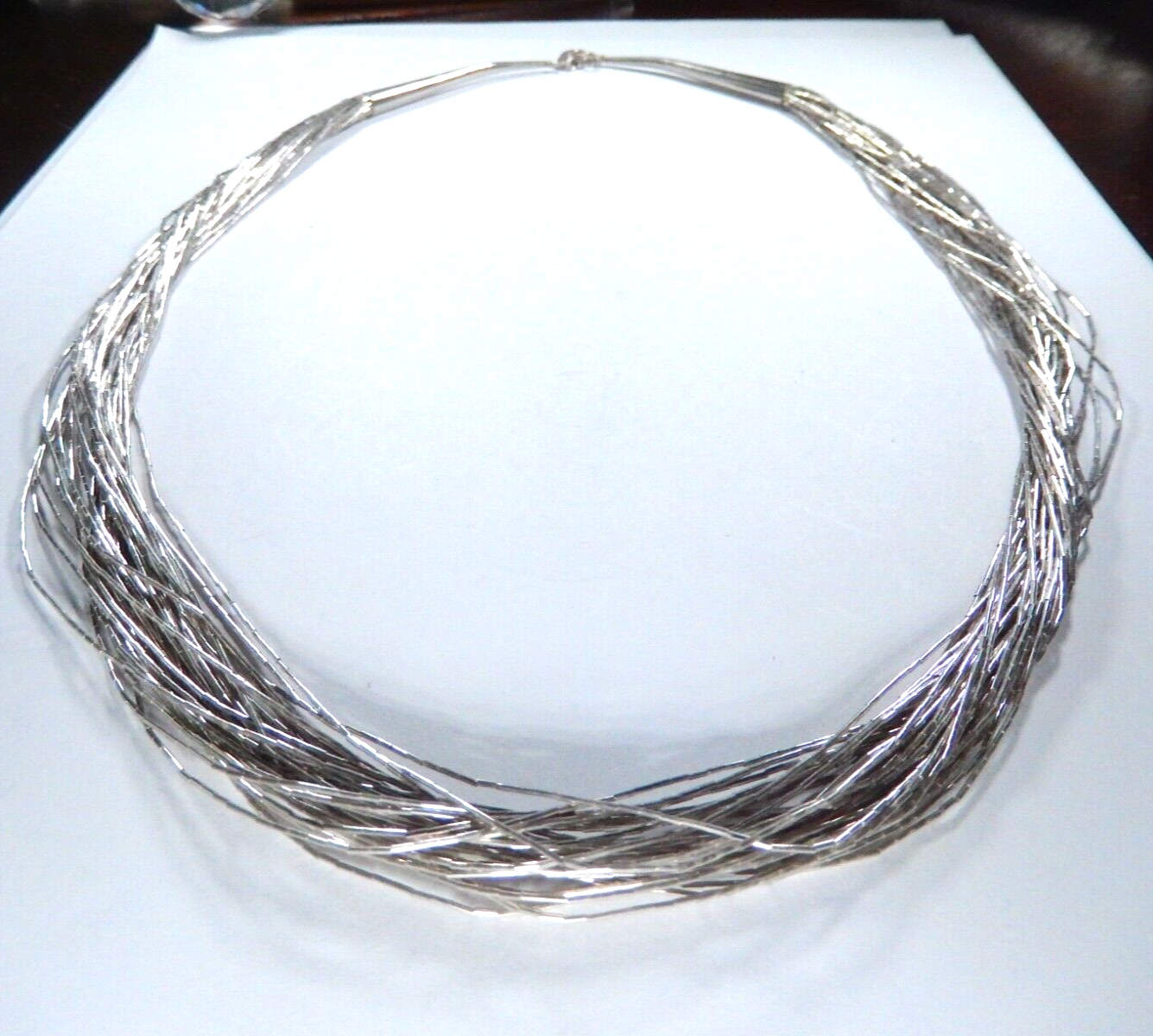 VINTAGE~NATIVE AMERICAN LIQUID STERLING 925 NECKLACE~25 Strand~34 GRAMS~24" LONG