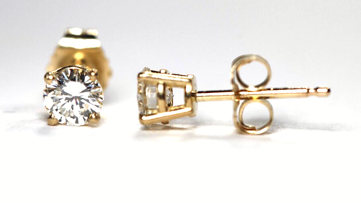 New!! Solid 14KYellow Gold .52 CT TW Natural Diamond Stud Earrings