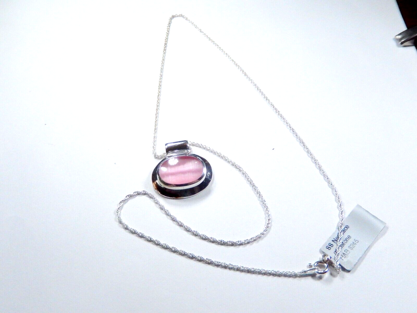 Genuine 925 Sterling Silver Dazzling Pink Chalcedony Pendant w/18" Ster. Chain