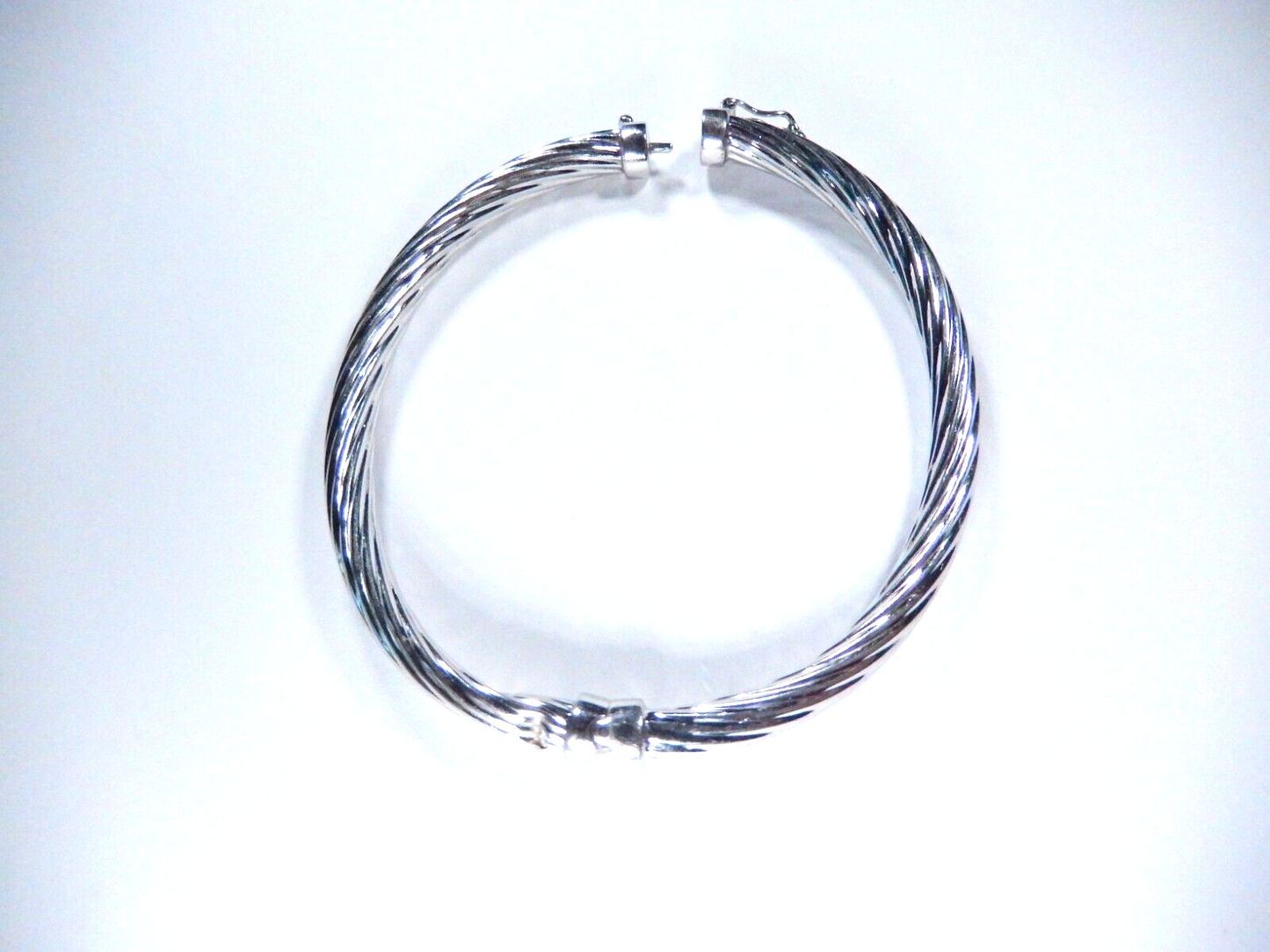 Sterling Silver 925 Thailand Twisted Rope Design Hinged Bangle Bracelet