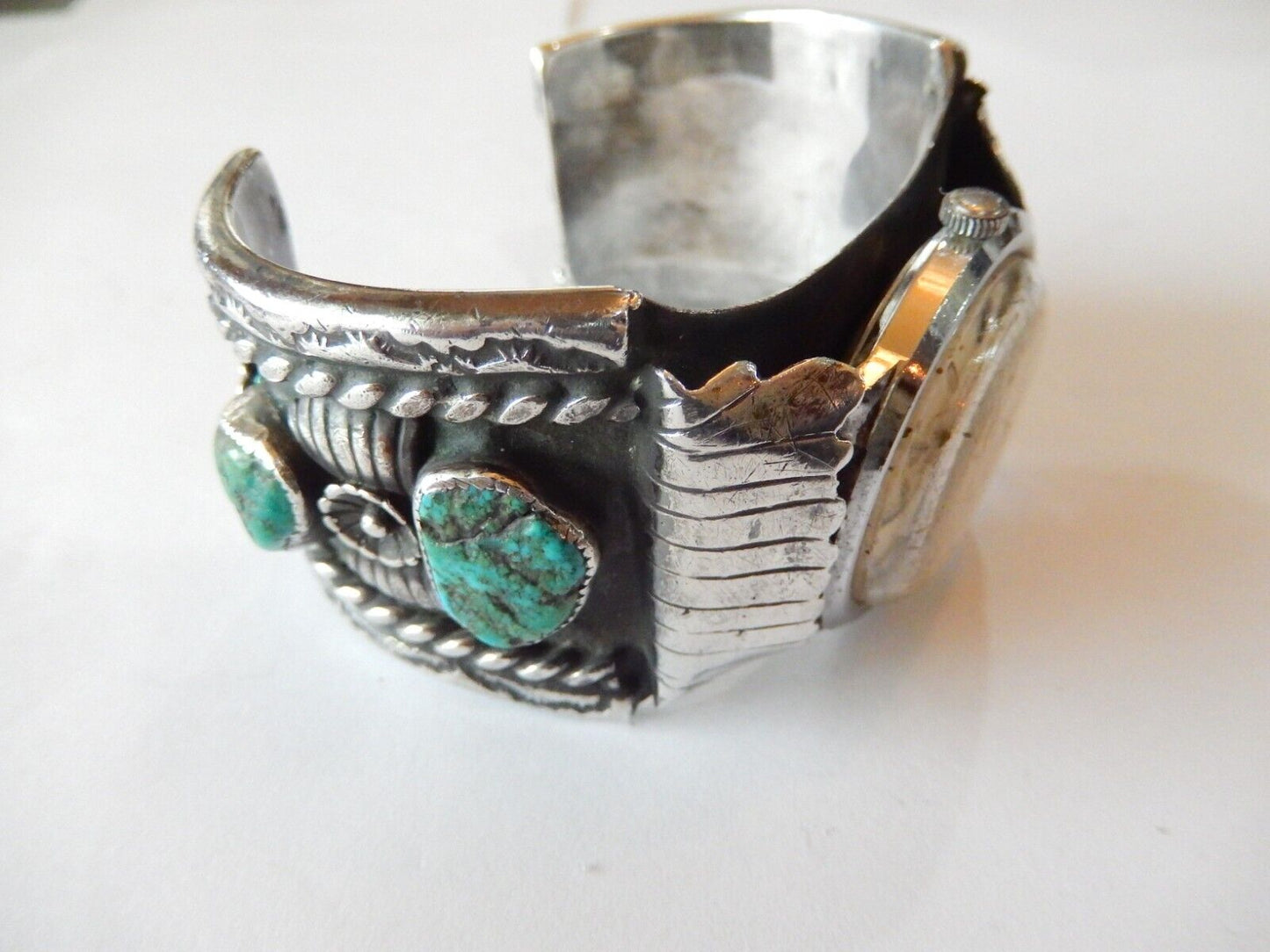 KEE YAZZIE  Navajo Indian Jewelry Sterling Silver  Turquoise Watch Cuff 157gm