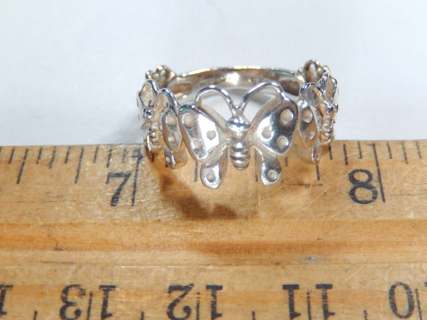 Sterling Silver Butterfly Band Ring Size 6.5
