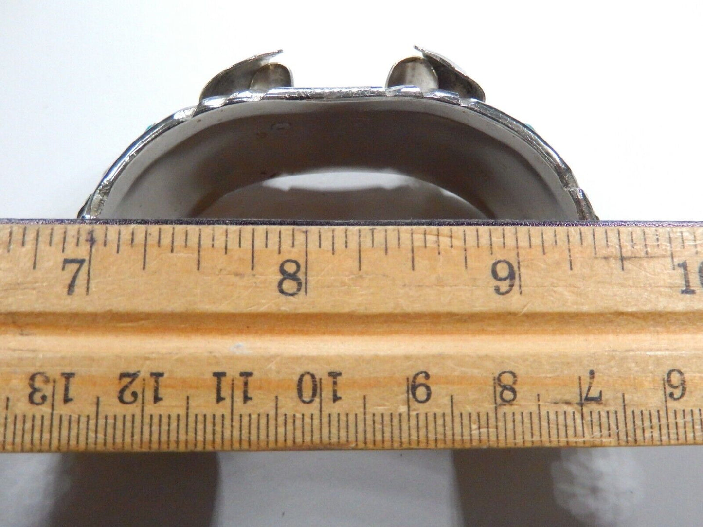 VTG Mens Native American Navajo Sterling Silver Turquoise Watch Cuff Bracelet