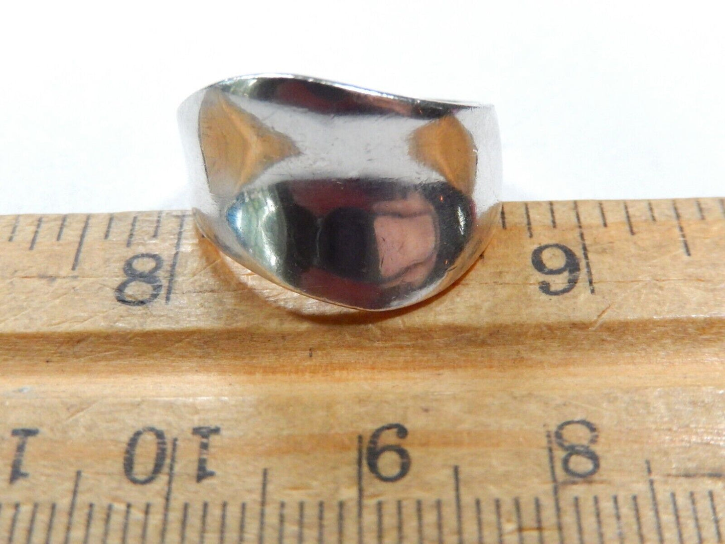 *VINTAGE*  925 Sterling Silver 14mm Wide Modernist Ring Size 7.75