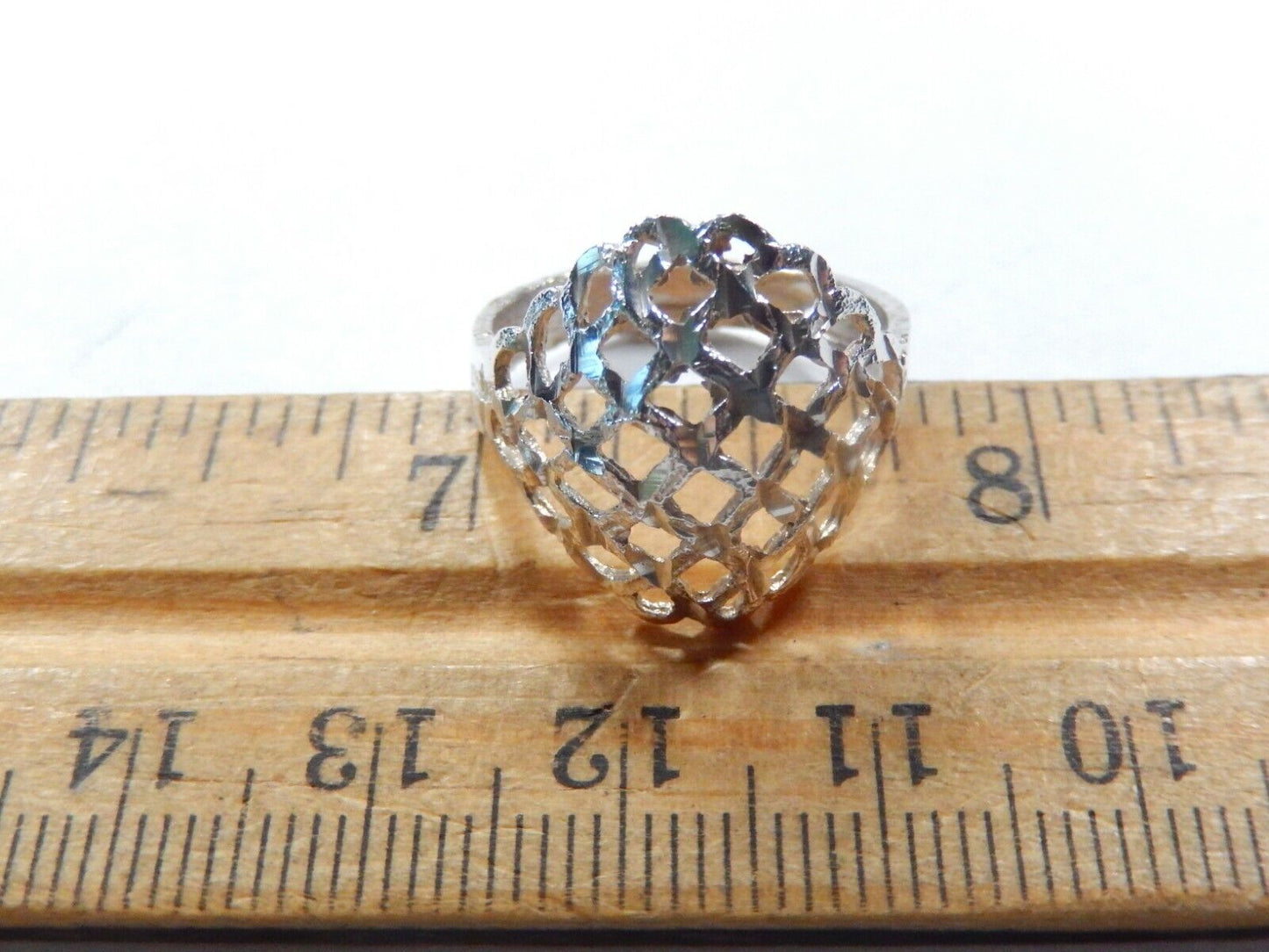 *VINTAGE*  Sterling Silver 925 Diamond Cut Filigree Ring Size 7