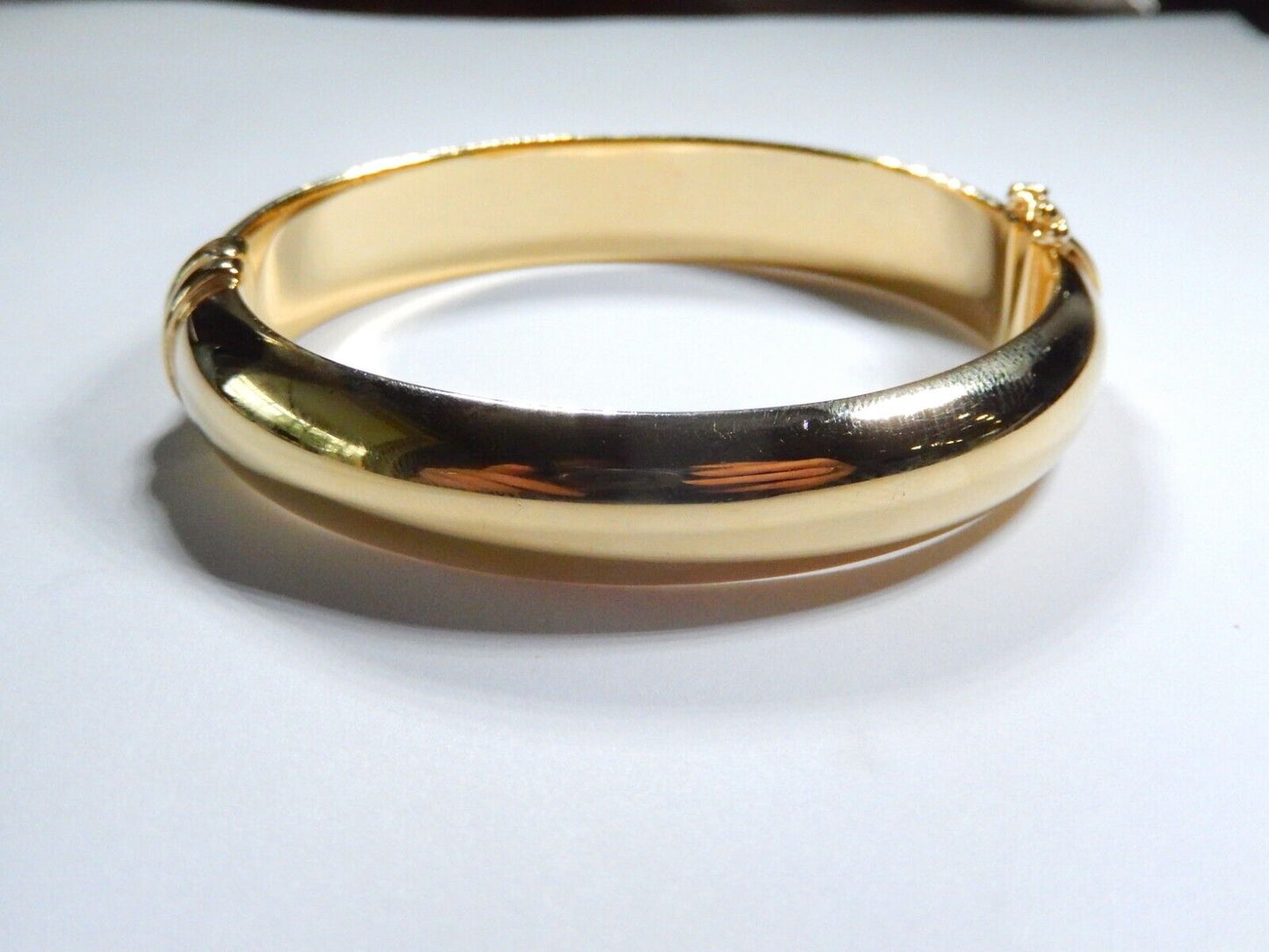 Veronese Italy Sterling Silver Yellow Gold Vermeil Polished Hinged Bangle-7.25"