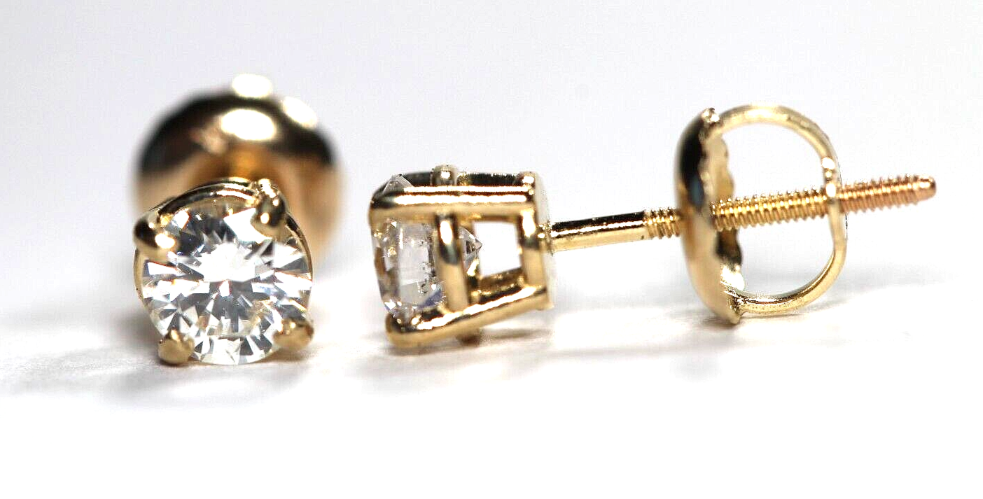 New!! 14KYellow Gold .40 CT TW Natural Diamond SI-1 /I-J ScrewBack Stud Earrings