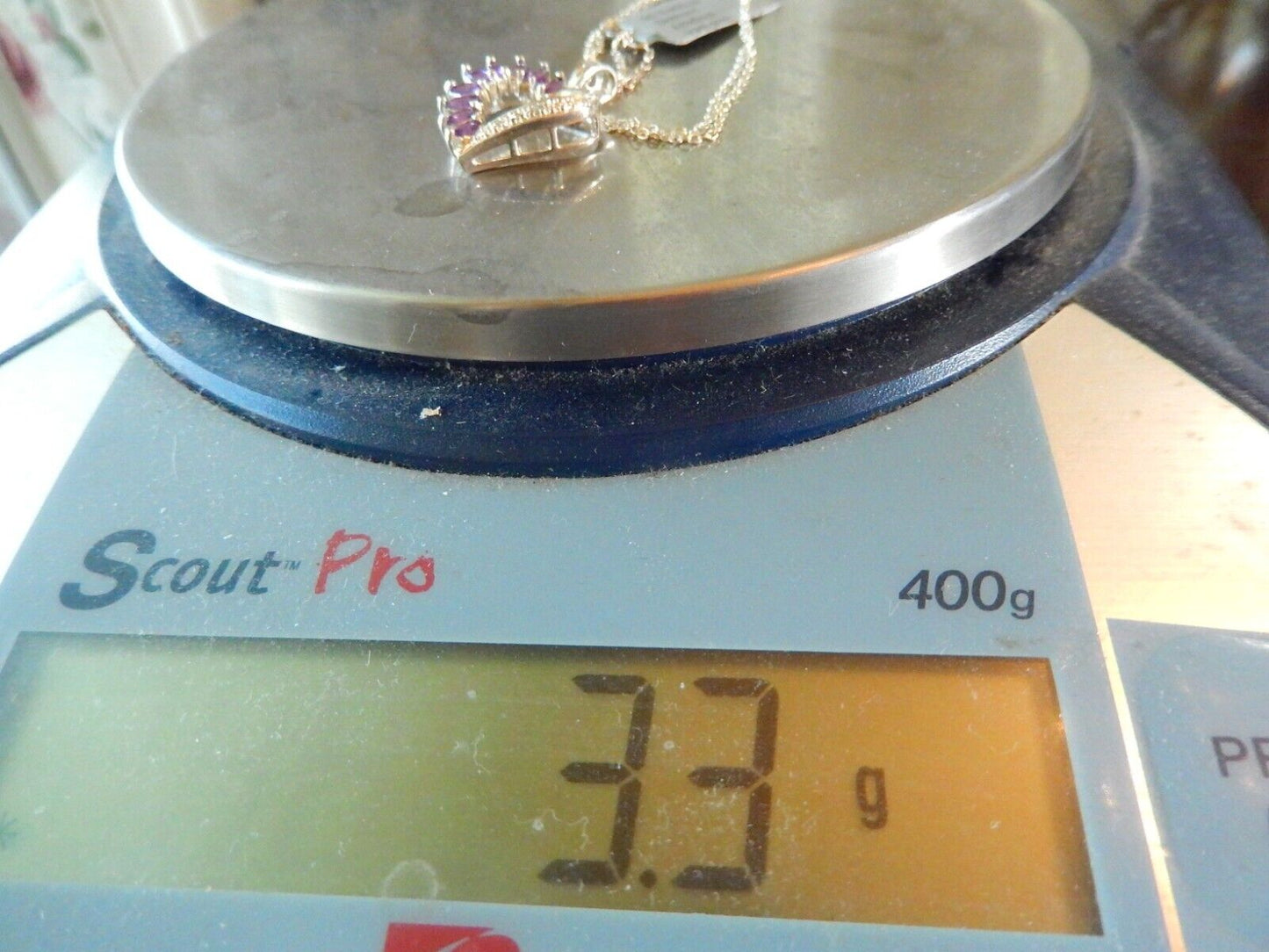 Ross Simons Sterling Silver Amethyst  Diamond Heart Pendant w18 Chain