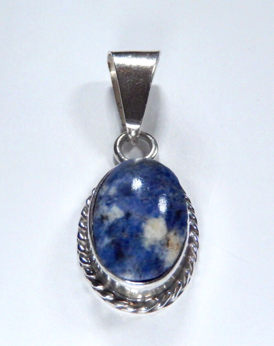 VINTAGE - Large Sterling Silver Lapis Pendant with Large Bale