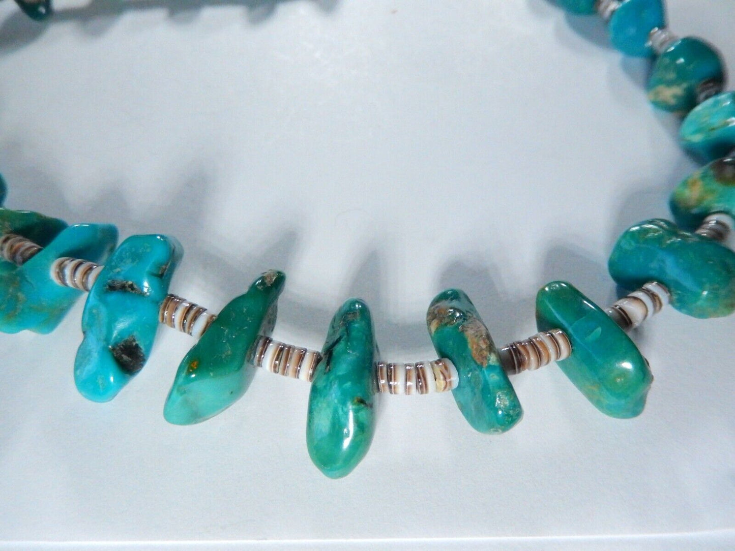 *VINTAGE*  Native American Turquoise Heishi Necklace 85 Grams - 30" Length