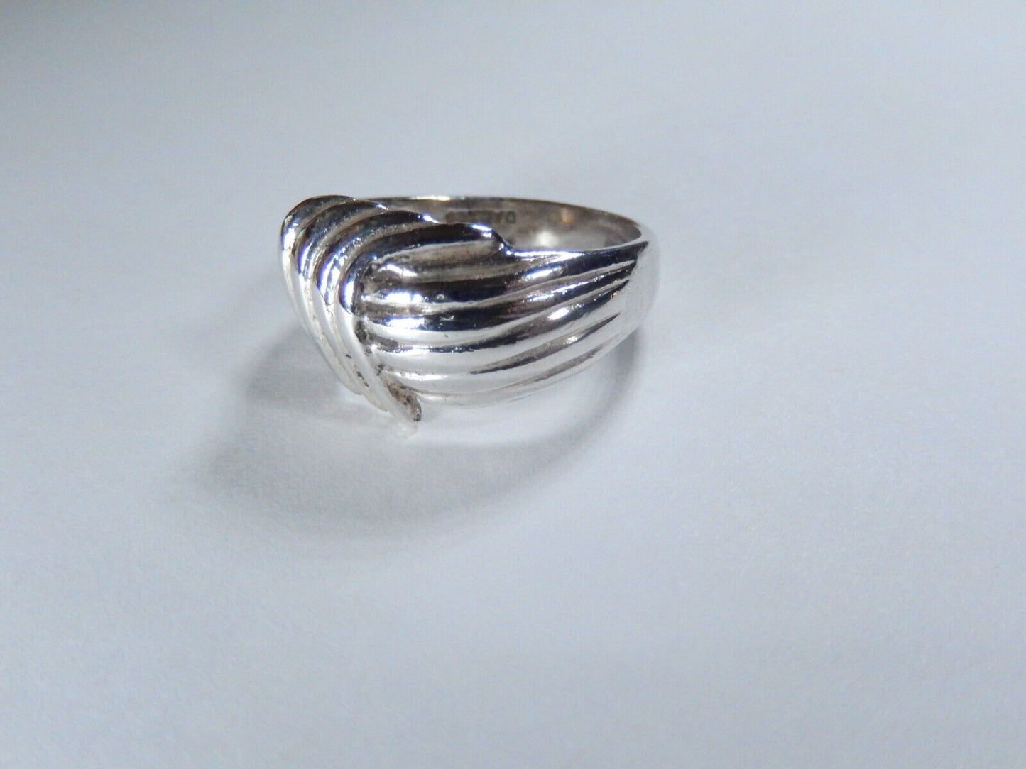 High Polish Grooved Bar Line Fashion Ring .925 Sterling Silver Band Sz 8