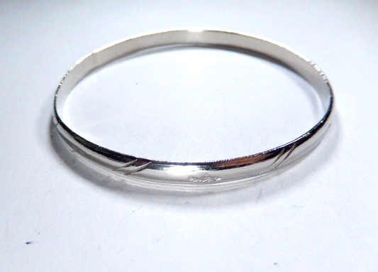 Vintage Sterling Silver Flat Rounded Top Bangle Bracelet 12.8 grams grams