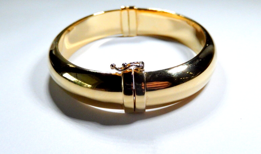 Veronese Italy Sterling Silver Yellow Gold Vermeil Polished Hinged Bangle-7.25"