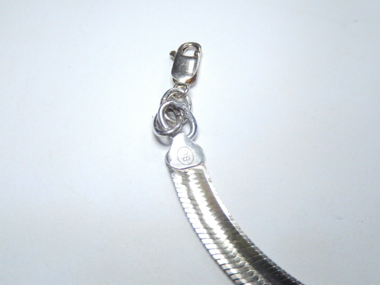 Vintage 925 Sterling Silver 6.5mm Curved Herringbone Fancy Bracelet Italy  7.5"
