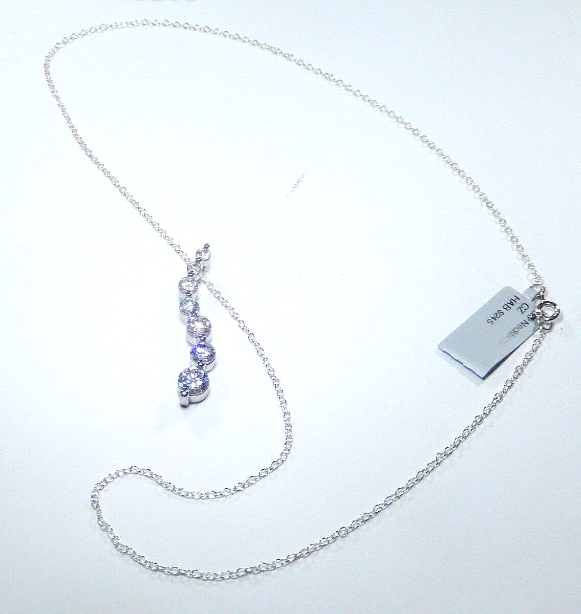 Sterling Silver Journey 2.50 CT Graduated 7 CZ Pendant  w/18" Sterling Chain