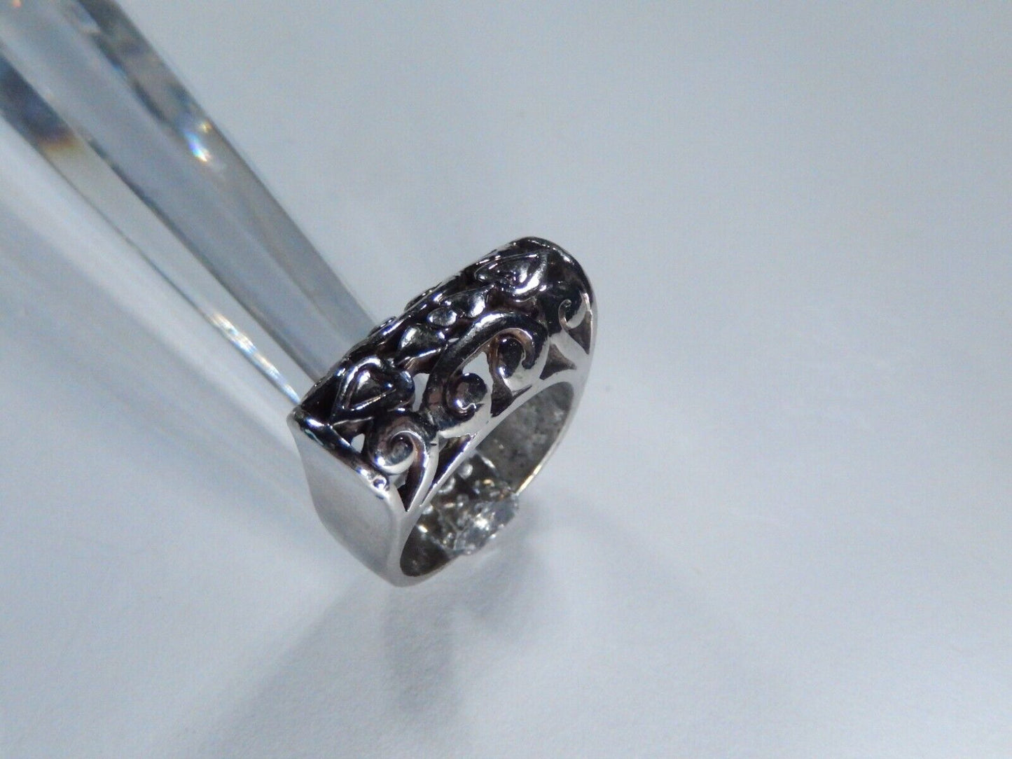 Vintage Sterling Silver 925 Domed Filigree Hearts Ring Size 6.5