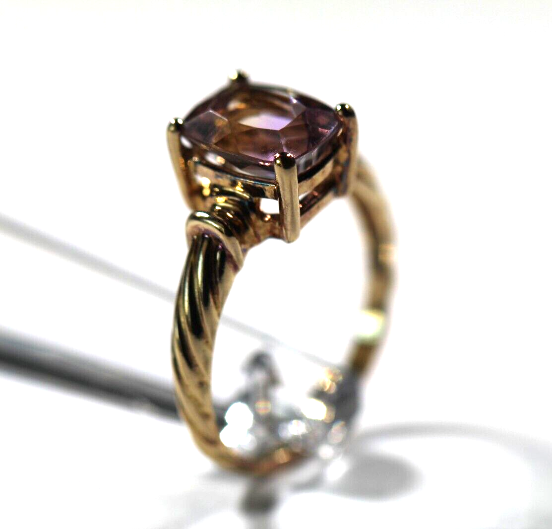 *VINTAGE* Gold Vermeil Sterling 3.0 CT Emerald Cut Ametrine Ring Sz 9.75