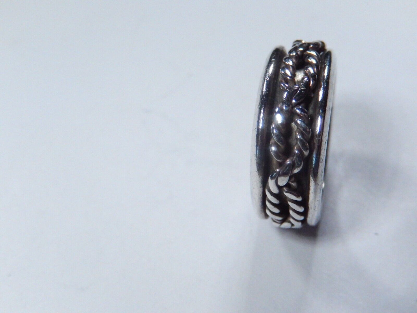 Rope Design Spinner Ring Southwest 8 mm Wide Band Sterling Silver Size 5.5