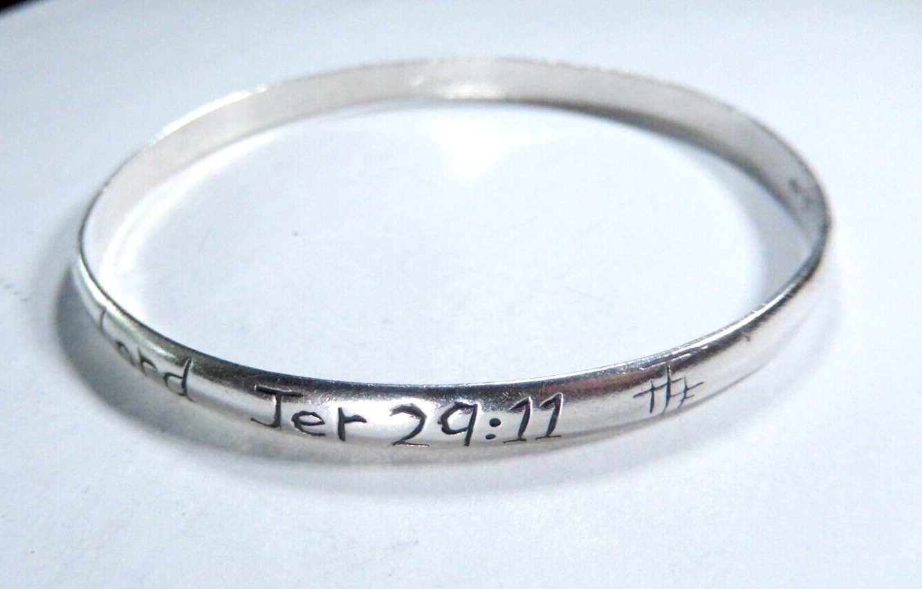 Sterling Silver Bangle Bracelet “For I Know The Plans....Declares " Jer 29:11