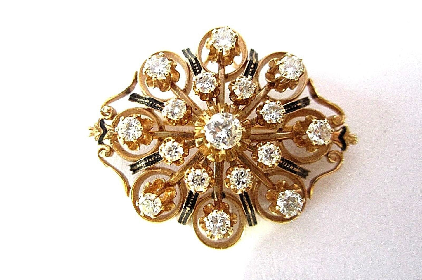 *VINTAGE*  Stamped 14K YG Brooch or Pendant w/approx. 1.60 CTTW of Diamonds