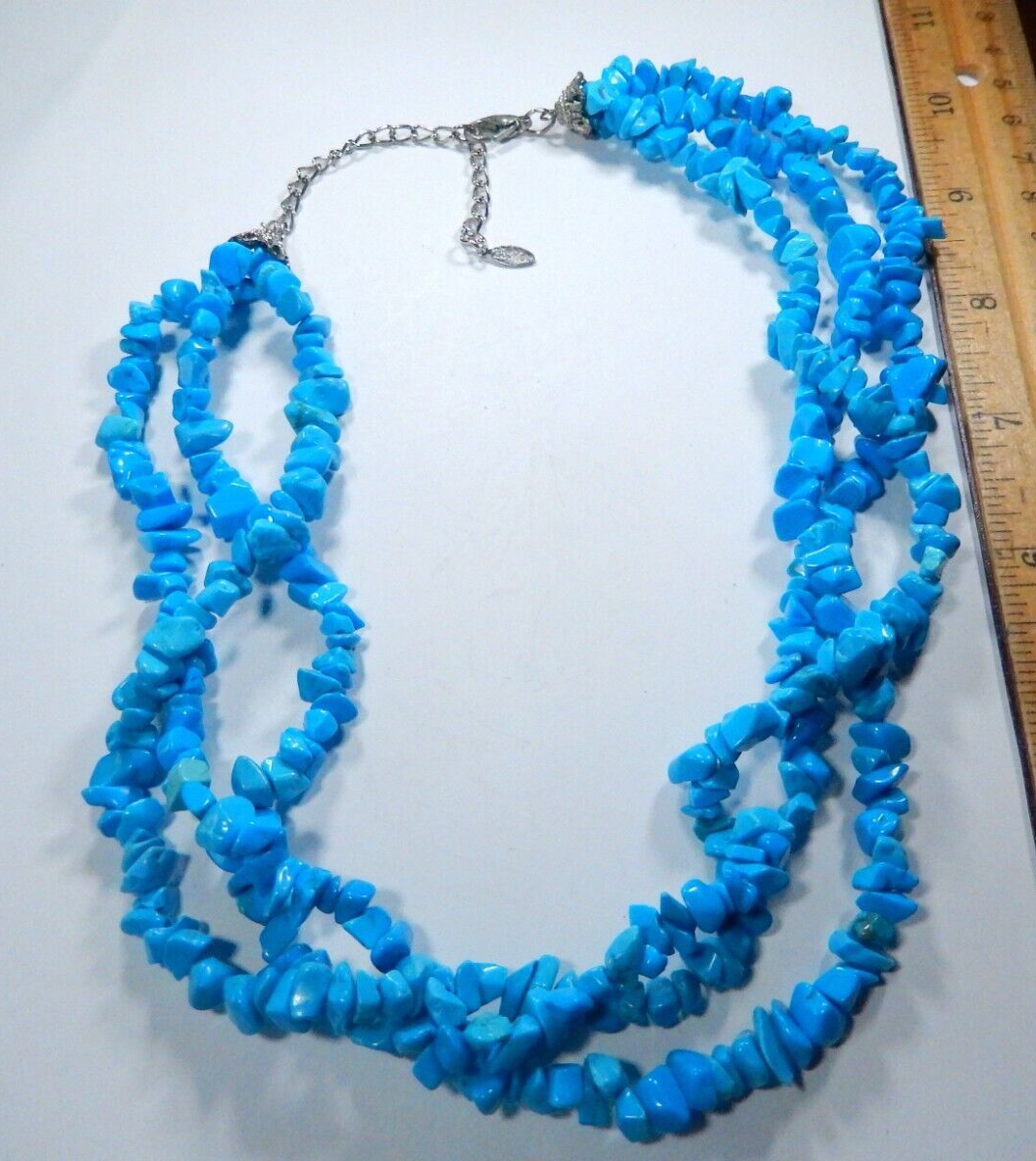 Vintage ESMOR Three Strand Turquoise Nuggets Necklace 16” - 18”