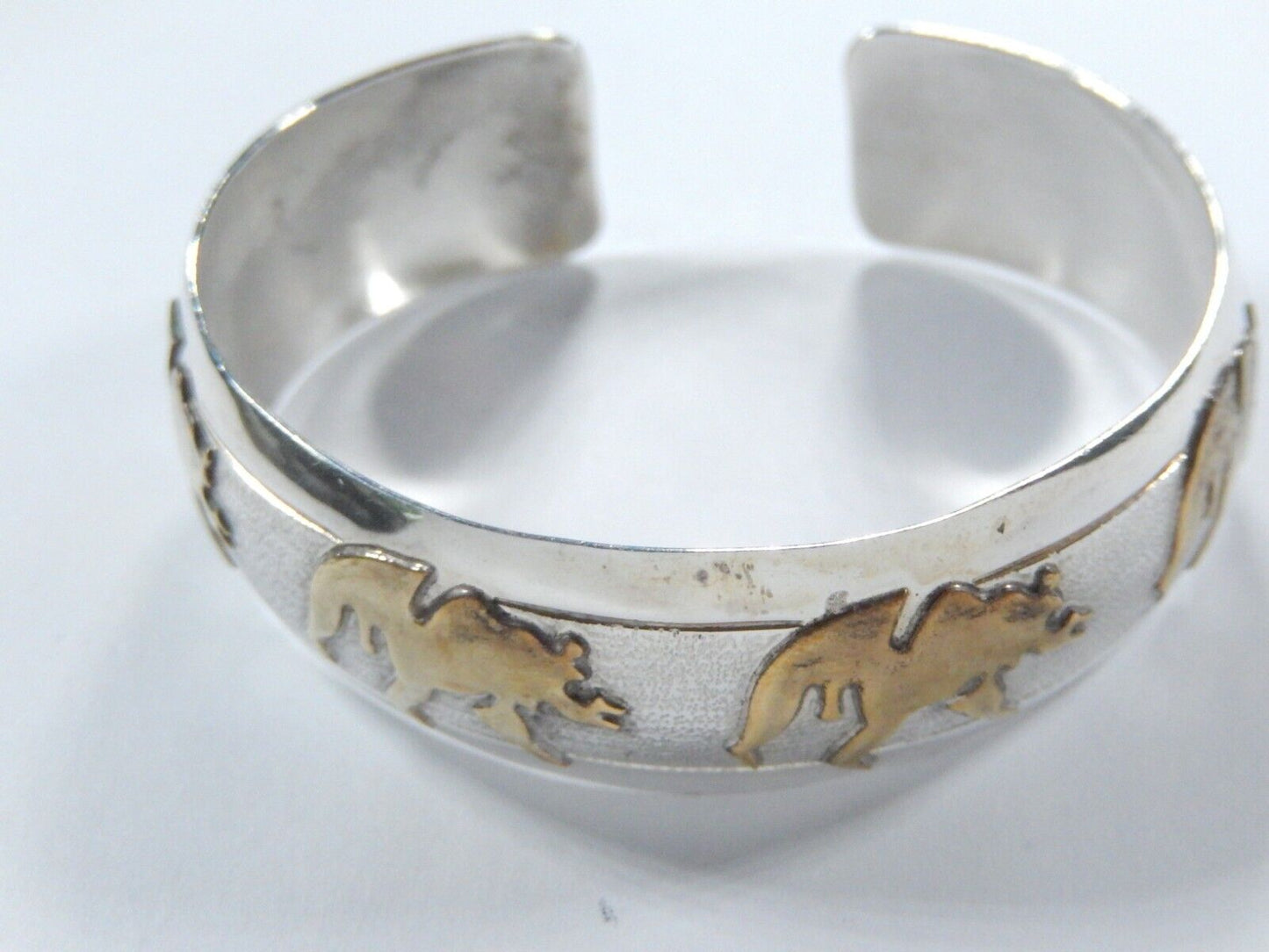 *VINTAGE* "V.R. IHMSS"  Sterling Silver and Gold Fill Cuff 17mm Wide Bracelet