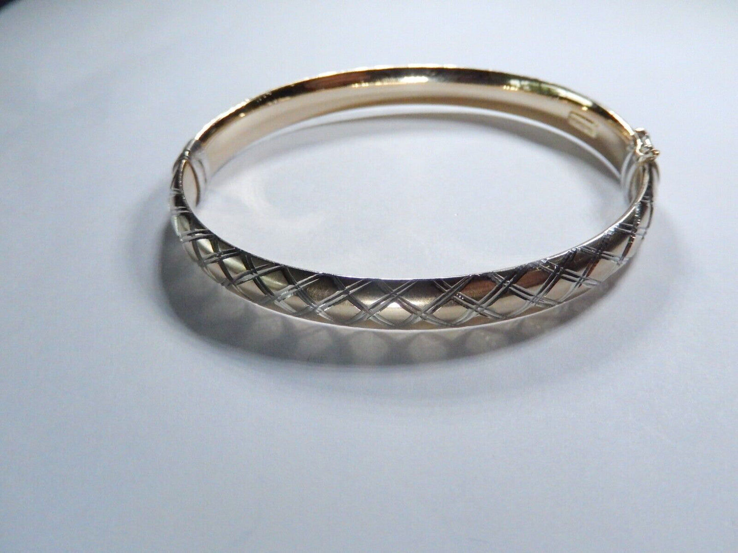 VTG Bangle Bracelet Sterling Silver 925 1/20 14K AU Hinged Gold Plated 12.2 g
