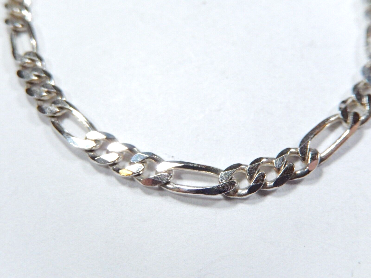 4.0mm Wide Sterling Silver Figaro Solid Chain Bracelet 925 Italy 6.75"