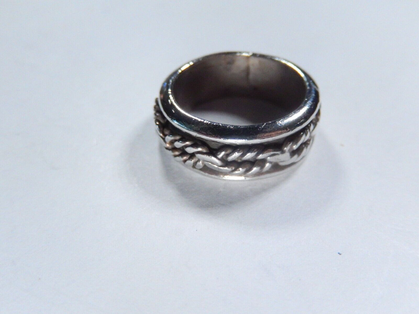 Rope Design Spinner Ring Southwest 8 mm Wide Band Sterling Silver Size 5.5