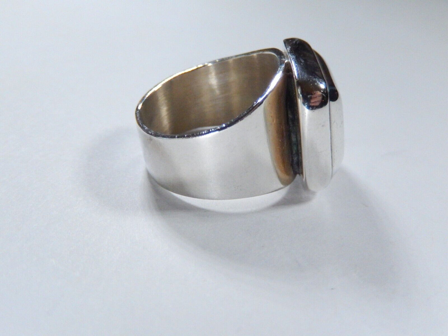 *VINTAGE*  Mexico Thick Wide Sterling Silver Statement Ring, Size 7.25