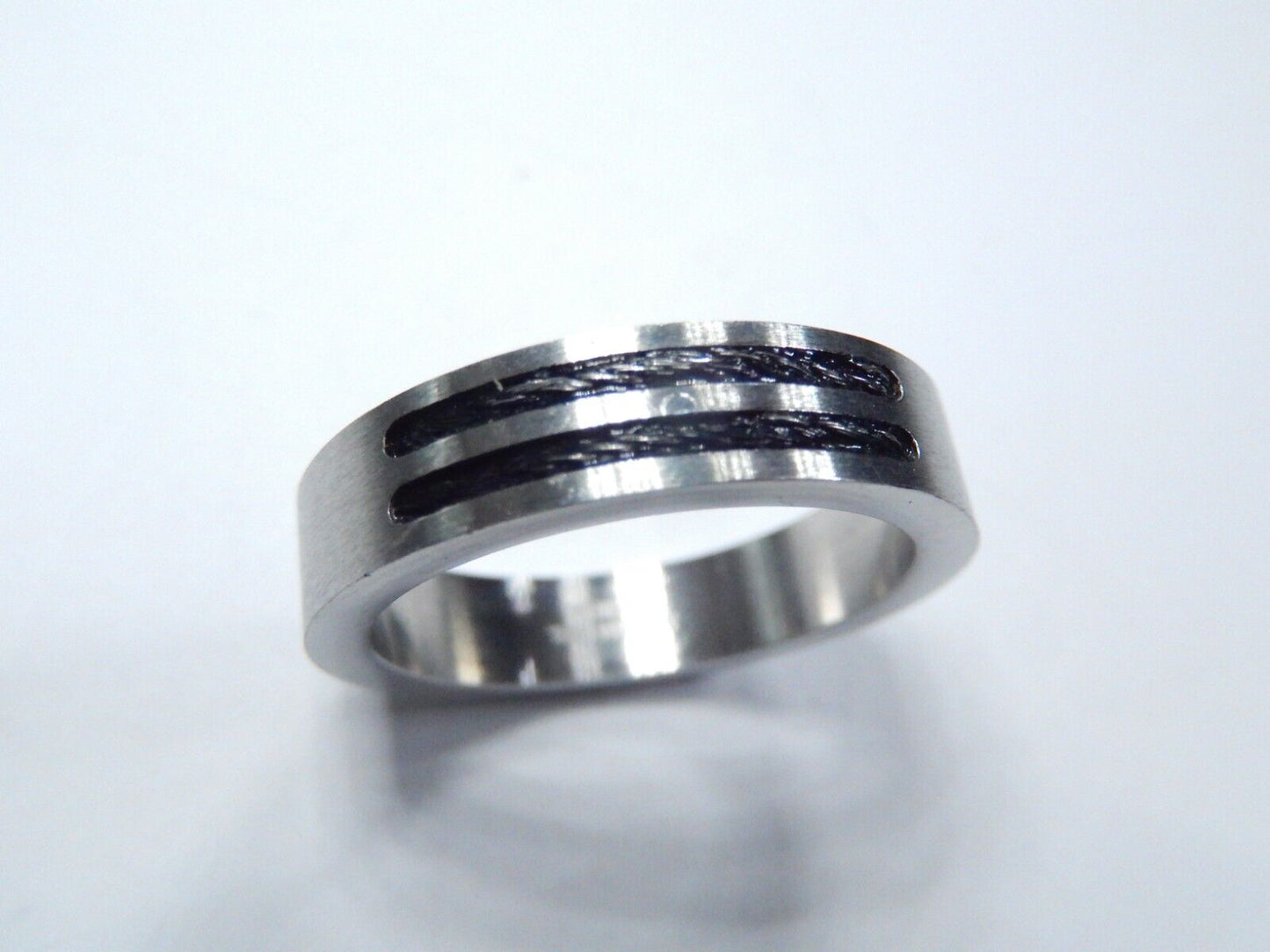 Men's 5.5 MM Stainless Steel Double Rope Inlay Wedding Band Ring Size 11