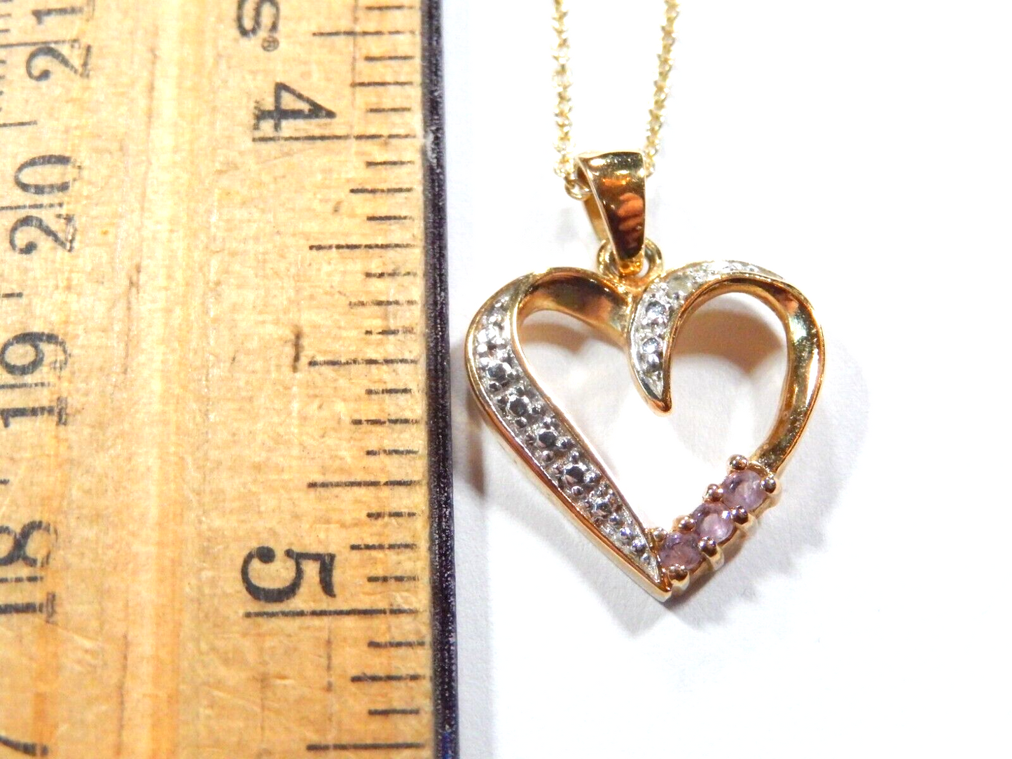 Ross Simons Amethyst Diamond Accent Heart Pendant 925 Gold on Sterling Silver