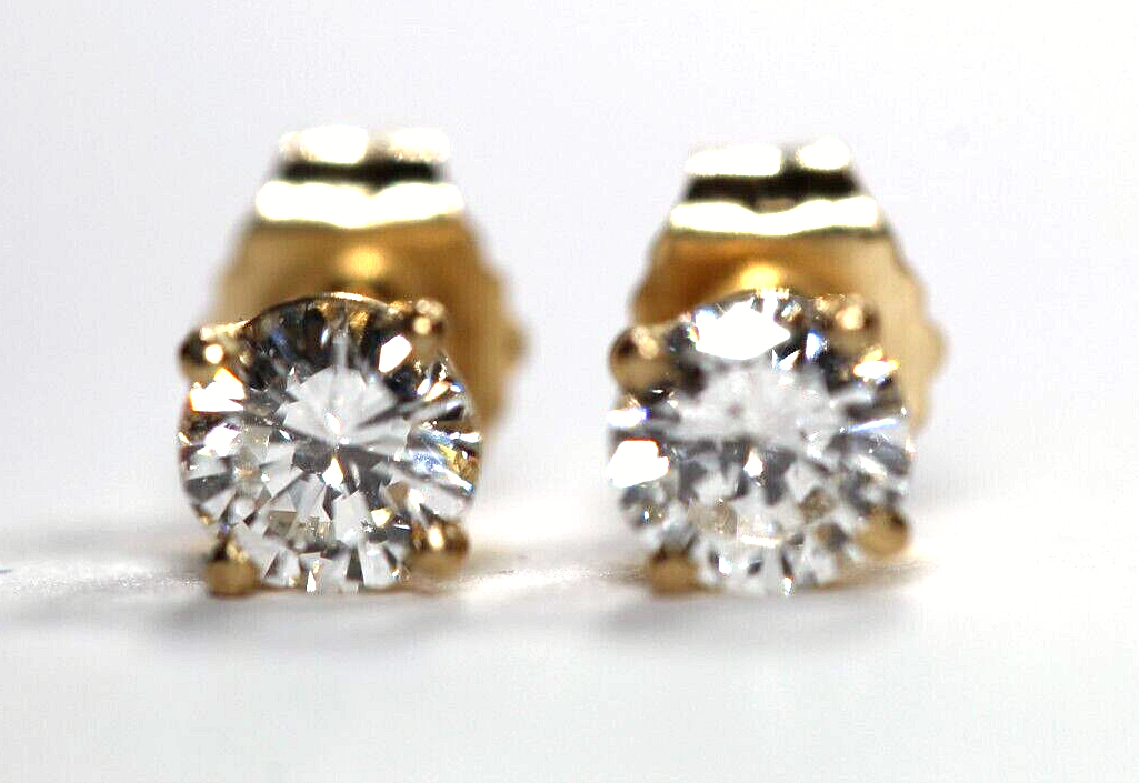 New!! Solid 14KYellow Gold .50 CT TW Natural Diamond Stud Earrings