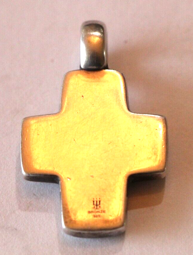 Retired James Avery Bronze and Sterling Silver Cross Pendant