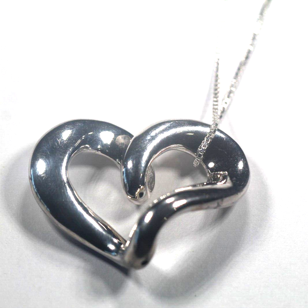 Large 1 5/8” Vintage OTC Sterling Silver Heart Slide Pendant w/20" Box Chain 925